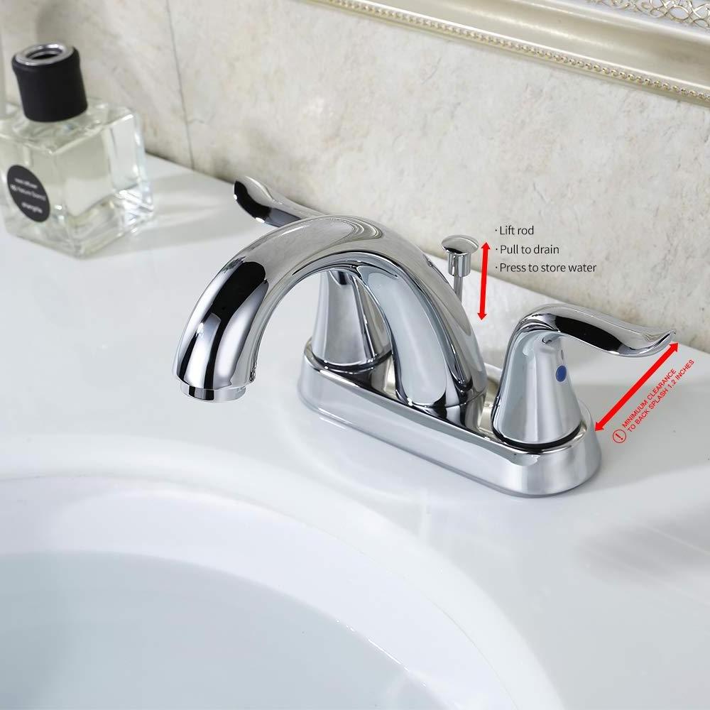 2 Handle 4 Inch Centerset Bathroom basin Faucet Lead-free With Pop-up Drain Stopper