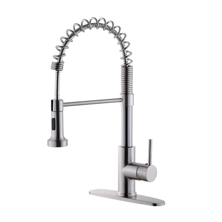 Single Handle Spring Kitchen Sink Faucet with Pull Out Spray Head