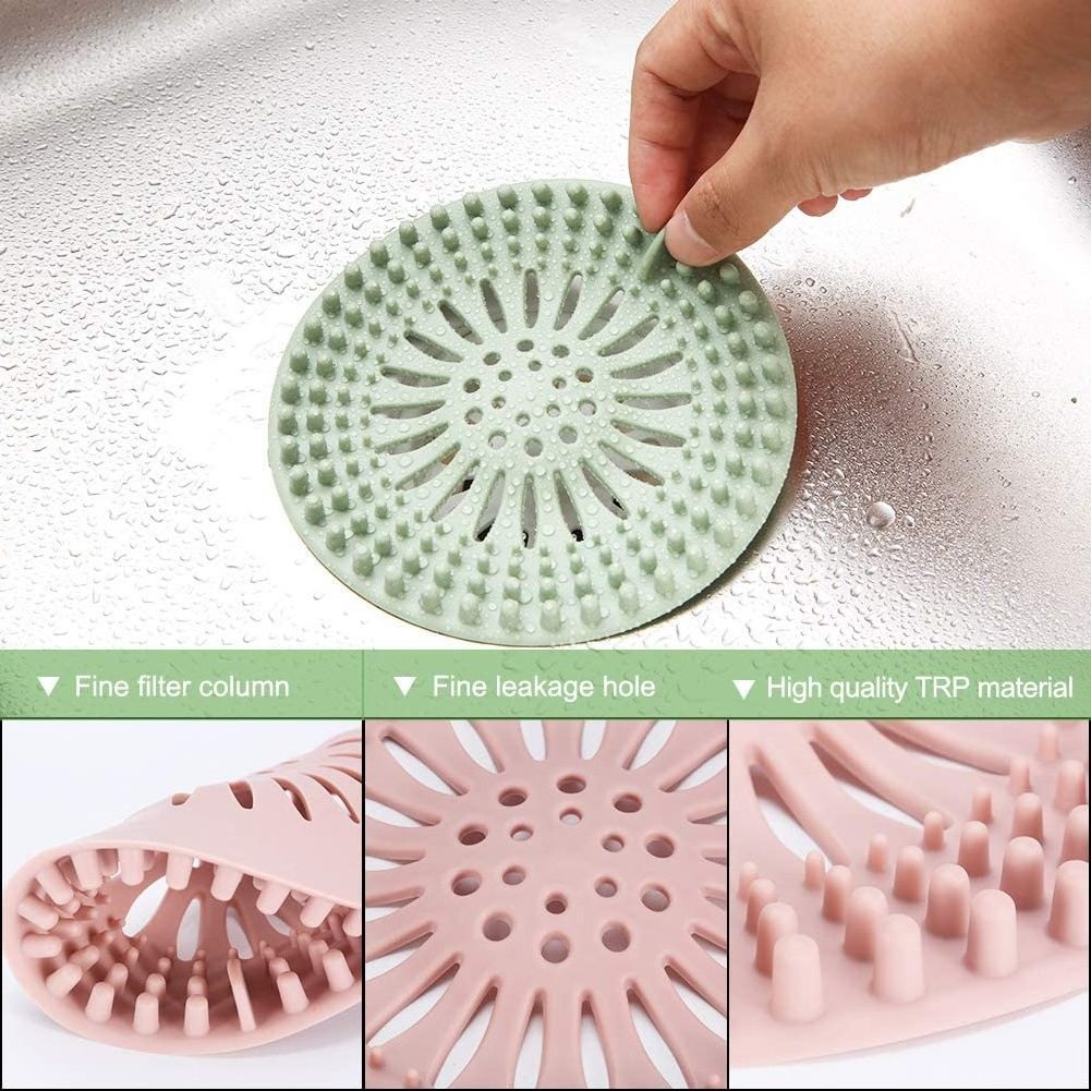 Durable Silicone Hair Stopper, Hair Catcher, Shower Drain Covers for Bathroom Bathtub and Kitchen Sink, sell 5 colors as a pack