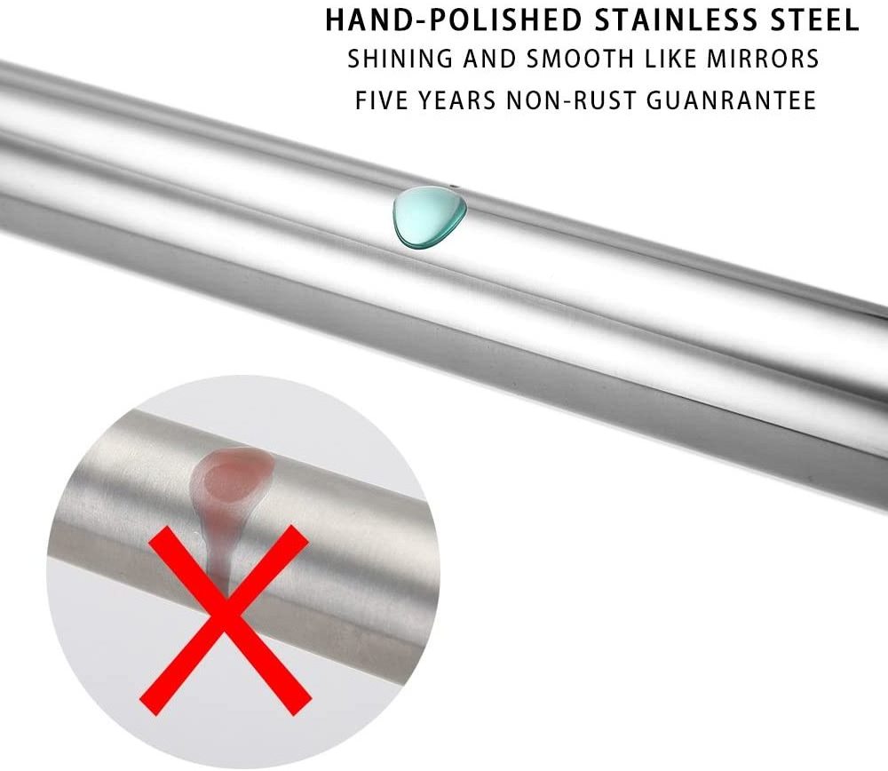 Shower Curtain Rod 43 73 Inches Never Rust and Non Slip Spring Tension Rod for Bathroom Polished 304 Stainless Steel