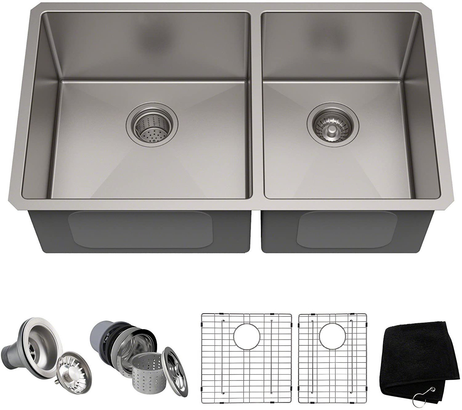 33-Inch 18 Gauge Undermount 60/40 Double Bowl Stainless Steel Kitchen Sink