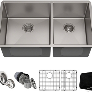 33-Inch 18 Gauge Undermount 60/40 Double Bowl Stainless Steel Kitchen Sink