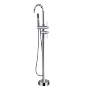 Freestanding Bathtub Faucet Tub Filler Faucets Chrome Floor Mounted Brass Bathroom Faucets with Handheld Shower