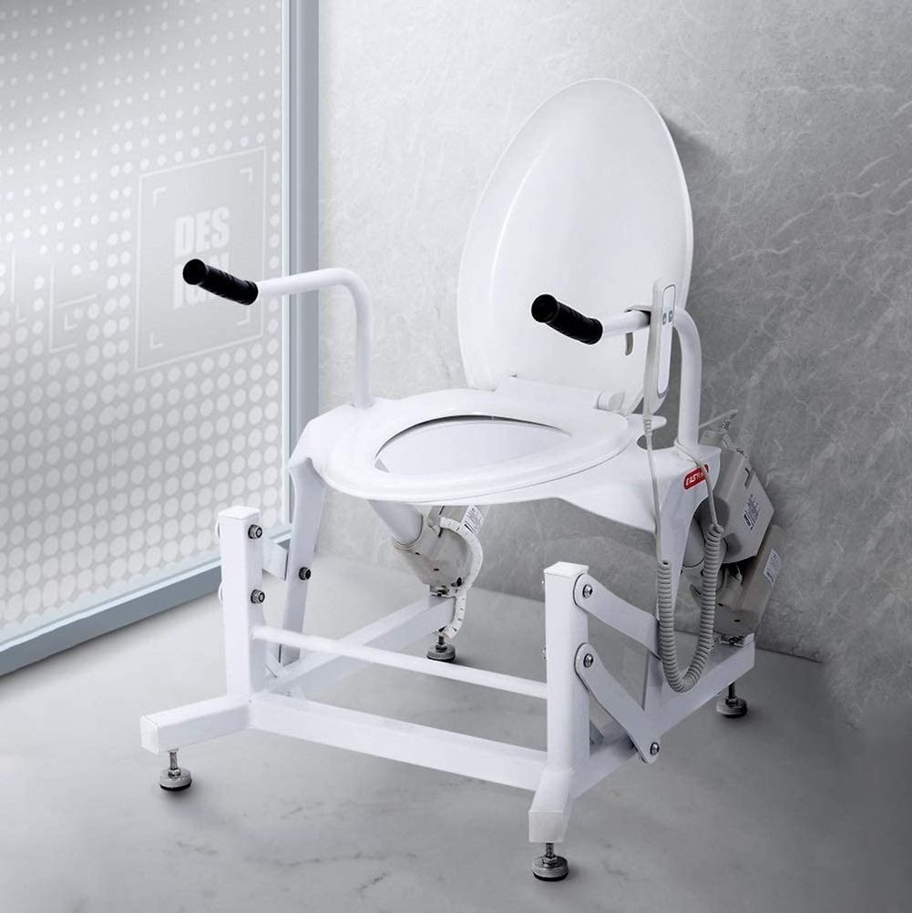 Chair Electric Toilet Incline Lift, Height Is Adjustable Frame Padded Toilet Grab Bars, Aid For Elderly, Handicapped, Disabled