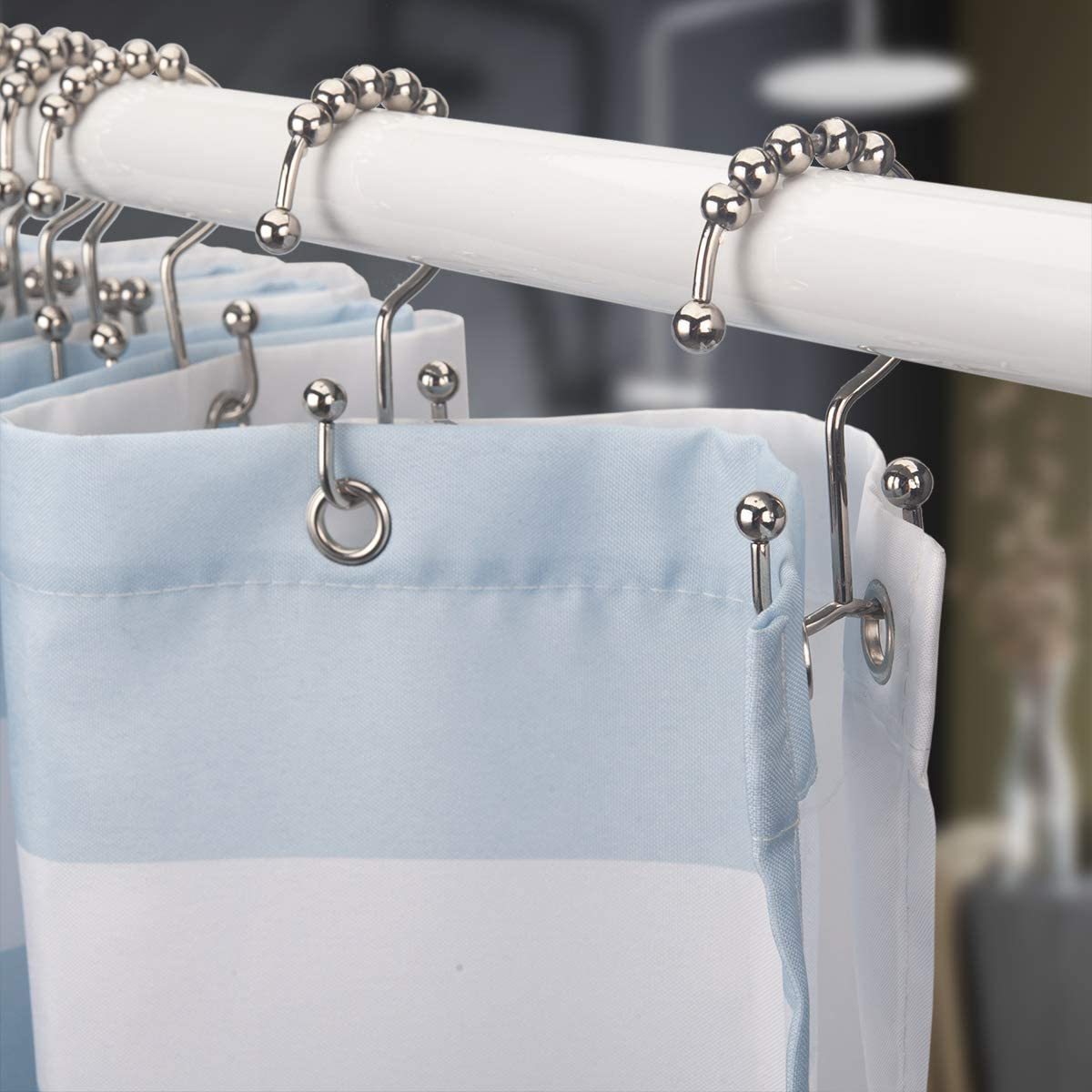 GALENPOO Shower Curtain Hooks Rings Rust-Resistant Metal Double Glide Shower Hooks for Bathroom Shower Rods Curtains Set of 12