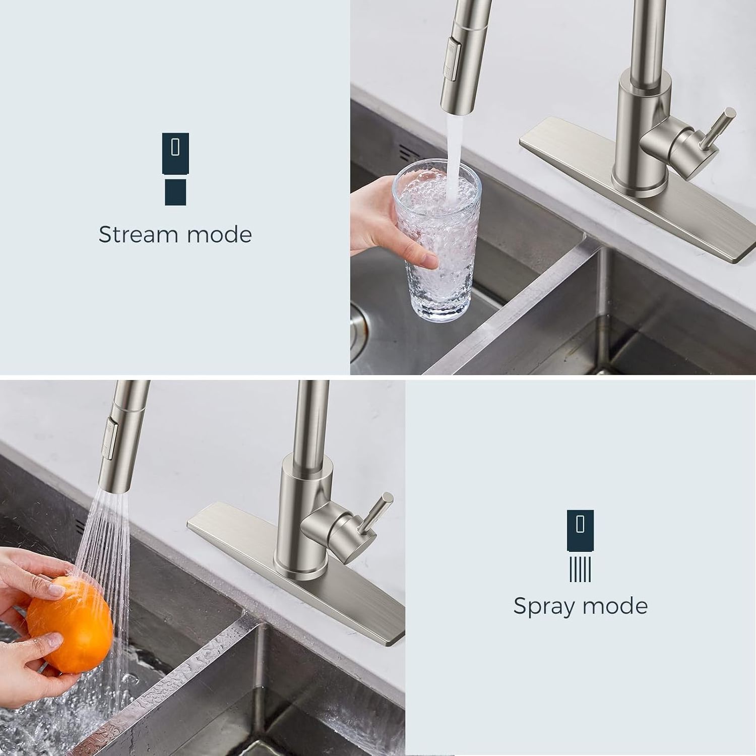 High Arc Stainless Steel Material Kitchen Faucet with Pull Down Sprayer