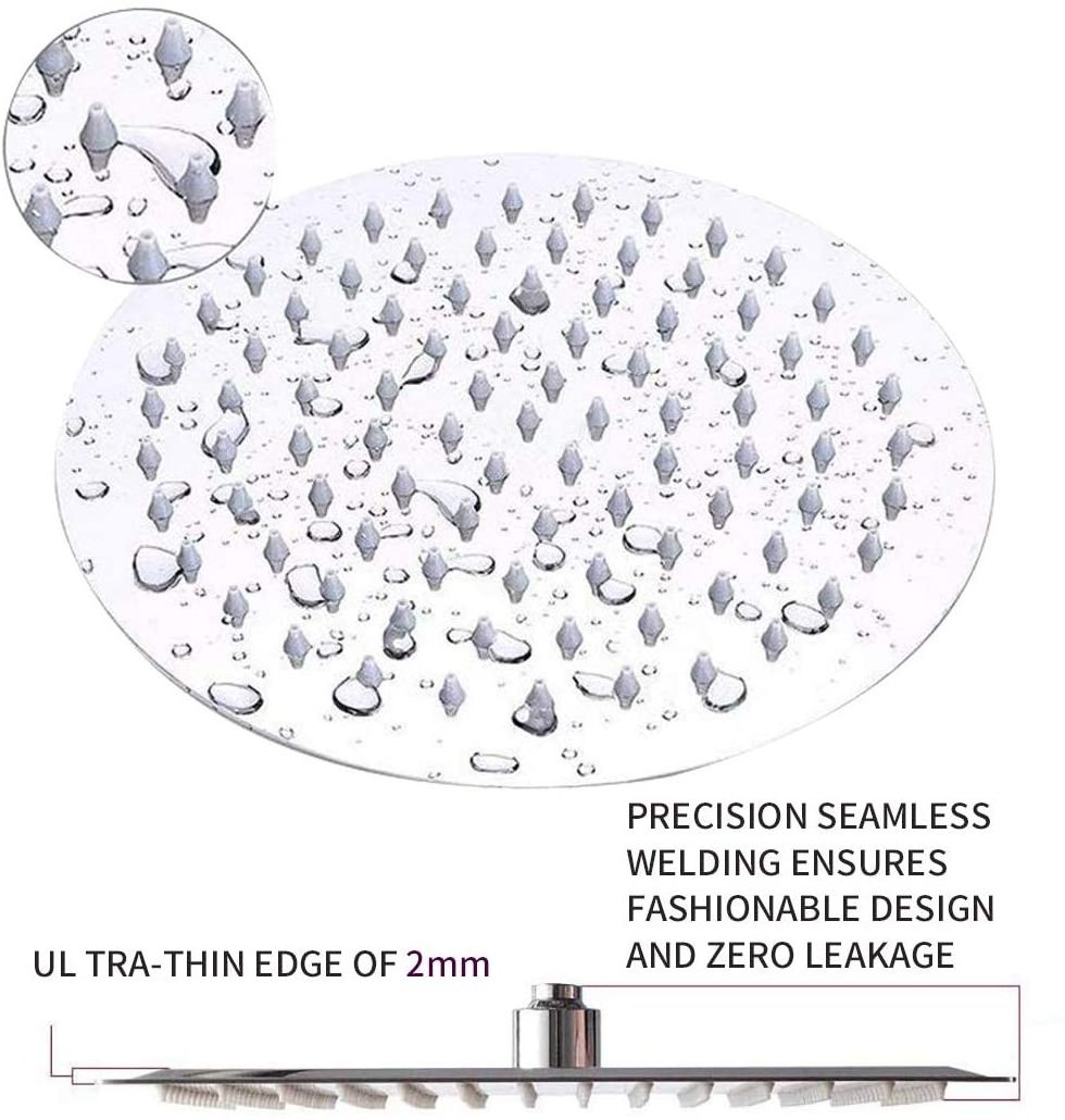 Shower Head Kit with Hose, Luxurious Stainless Steel 8'' Rain Showerhead and 5 Settings Handheld Combo with Push Button Flow Con