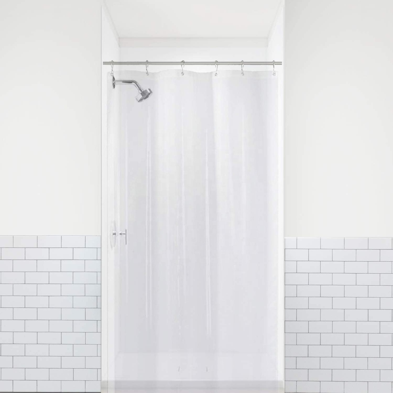 PEVA 8G Small Bathroom Shower Stall Curtain Liner, Clear, Heavy Duty Waterproof Shower Stall Curtain Liner