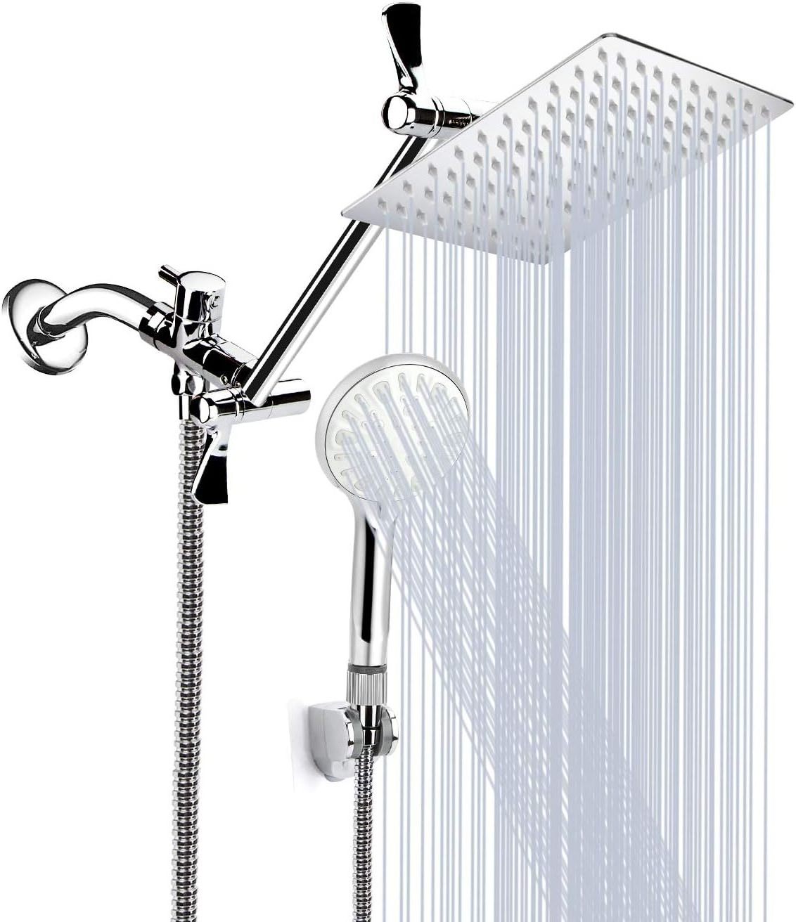 wall mounted rain concealed  toilet 3-way shower combo showerhead, rainfall shower head combo set with 11 inches extention  arm