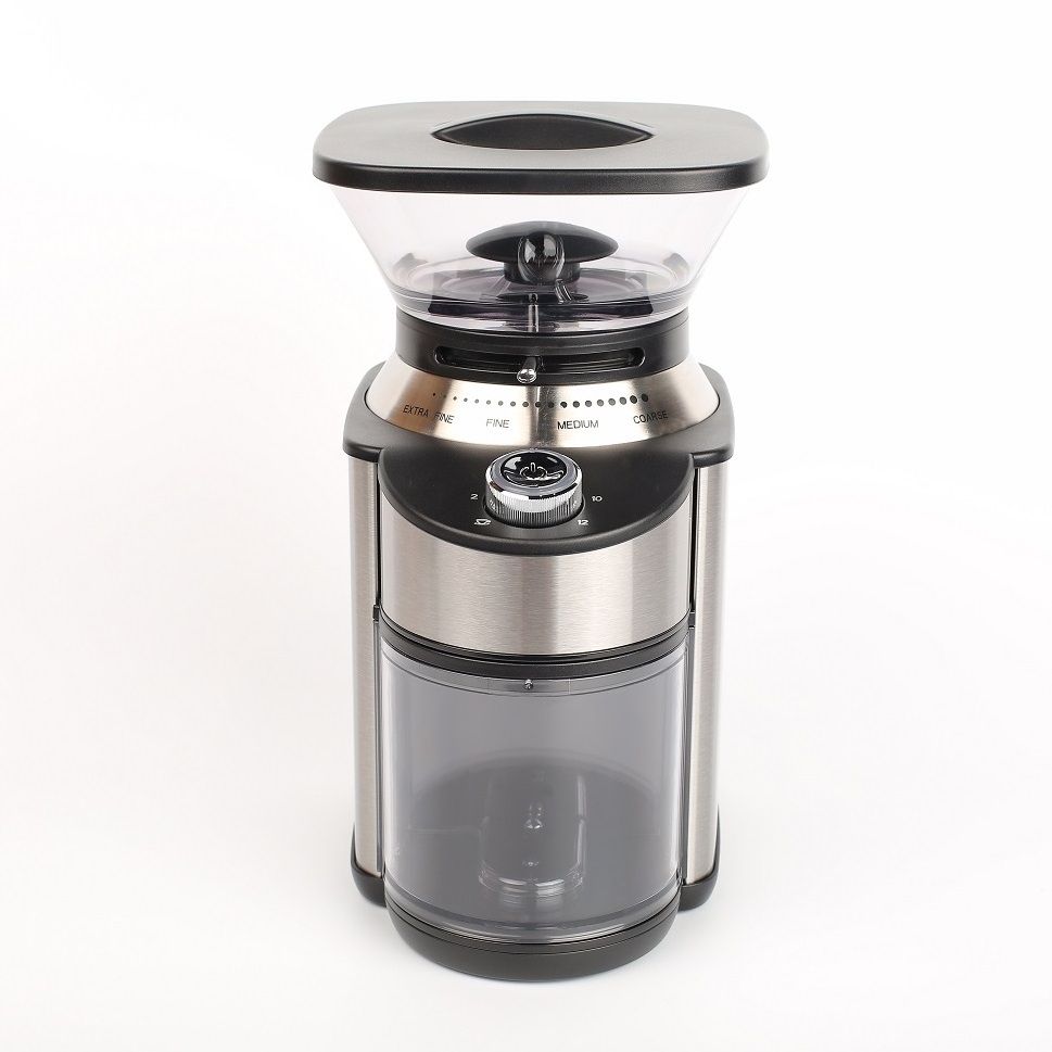 Professional Adjustable Setting Electric Automatic Flat Burr Fine Coffee Grinder Hopper Kitchenaid Cafe Bean Grinder