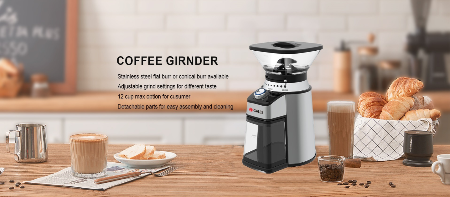 Professional Adjustable Setting Electric Automatic Flat Burr Fine Coffee Grinder Hopper Kitchenaid Cafe Bean Grinder