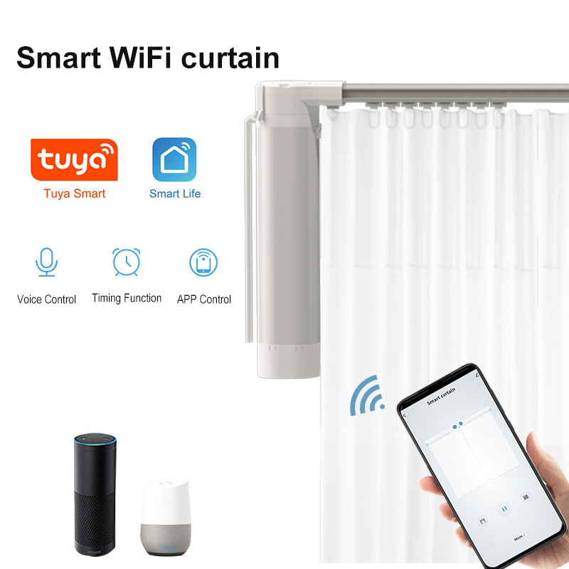 Smart Motor Curtain Track Electric Smart Curtain Rails Control Customize Tuya Smart Wifi Curtain Motor For Office Home