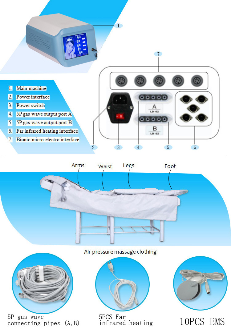 3 in 1 lymphatic drainage mahinga arm pressotherapie professionnel suit infrared ems professional pressotherapy machine