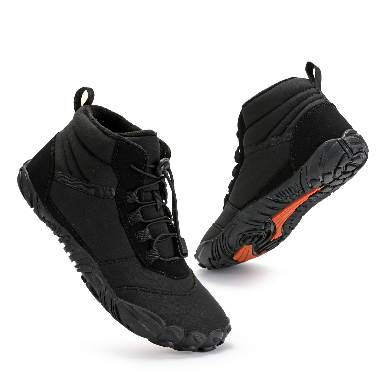 Water Resistant Anti-Slip Fully Fur Lined Casual Lightweight Barefoot Zero Drop Wide Toe Box Winter Snow Trekking Hiking Boots