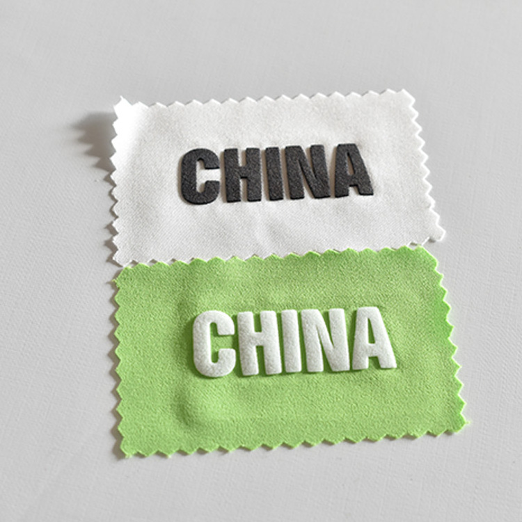 Custom brand label puff foam clear garment embossed sticker silicone clothing logo heat transfer labels for clothing