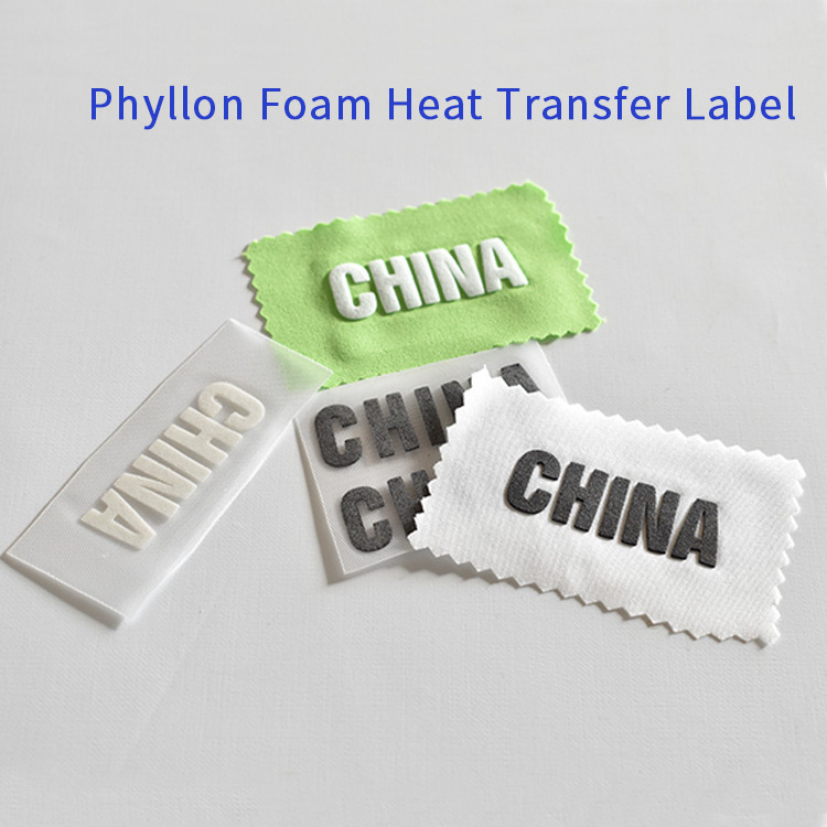 Custom brand label puff foam clear garment embossed sticker silicone clothing logo heat transfer labels for clothing