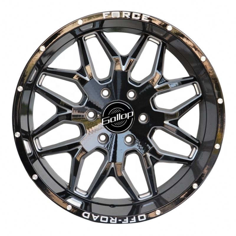 Gallop ET-12~-44 20-Inch Black Deep Dish Off-Road Car Rims High Performance Aluminium Alloy Spokes 20*10 PCD5*127~150