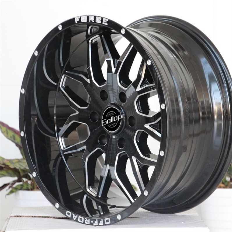 Gallop ET-12~-44 20-Inch Black Deep Dish Off-Road Car Rims High Performance Aluminium Alloy Spokes 20*10 PCD5*127~150