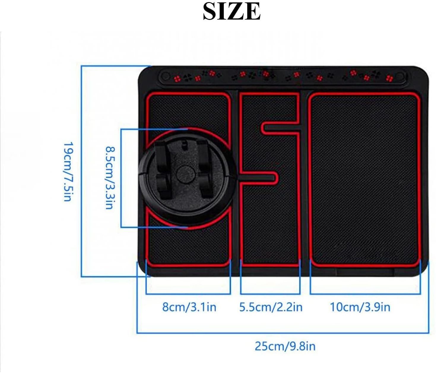 4-in-1 Non-Slip Car Multifunctional Dashboard Anti-Slip Rubber Pad Mat 360 Rotation Car Phone Holder