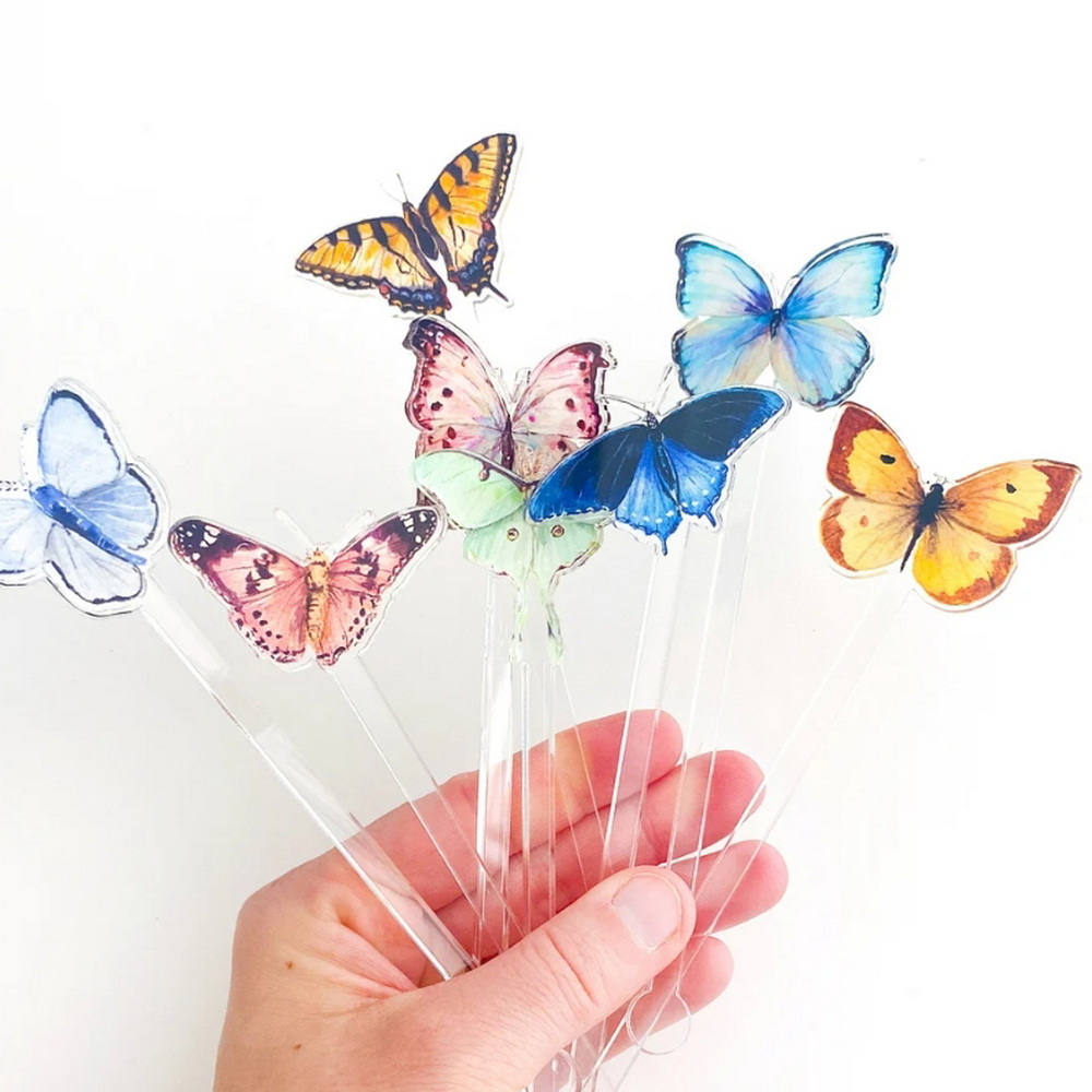 custom name stir sticks rainbow butterflies set cocktail drink stir sticks