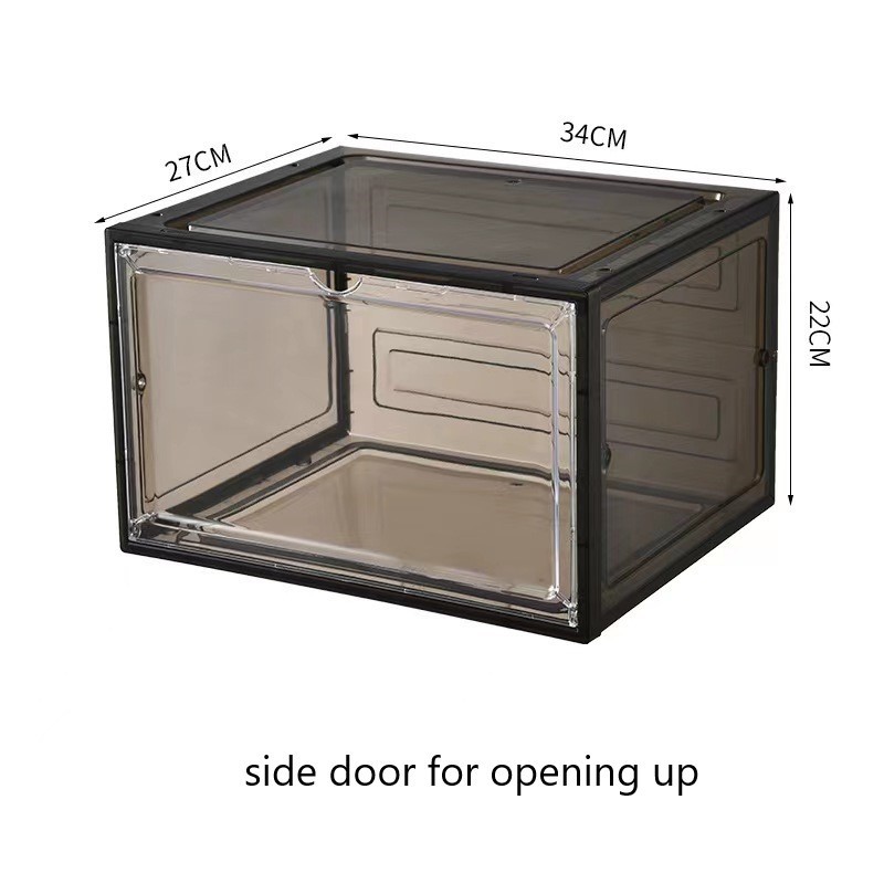 Customized Transparent Shoe Storage Box Stackable Storage Shoe Box Clear Black Plastic Shoes Containers Cases