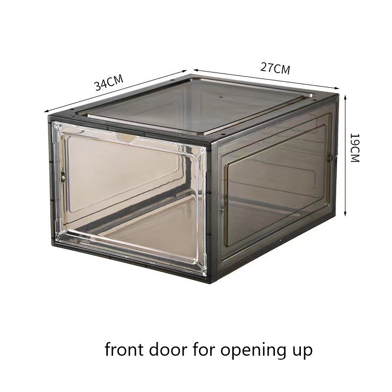 Customized Transparent Shoe Storage Box Stackable Storage Shoe Box Clear Black Plastic Shoes Containers Cases