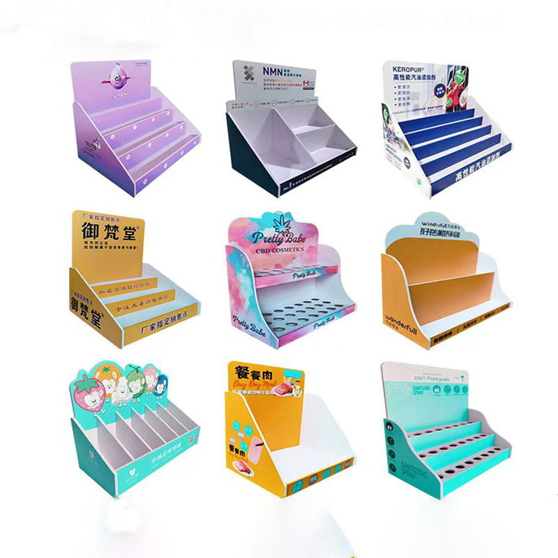 PVC Foam Cardboard Display Rack Small Counter Table Top Display Stand Mobile Phone Accessories PDQ Table Top Display Stand