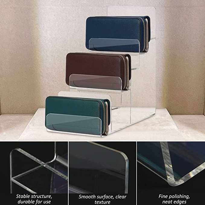 Bag Shop Wallet Display Rack Countertop Leather Wallet Stand Coin Purse Holder Rack Tabletop Acrylic Wallet Display Stand