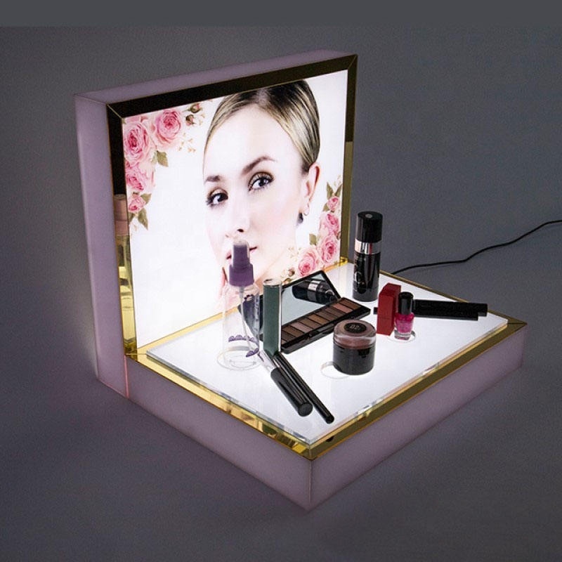 Custom Acrylic Multi-layer Makeup Display Box Eyelash Cosmetic Lipsticks Counter Display Stand