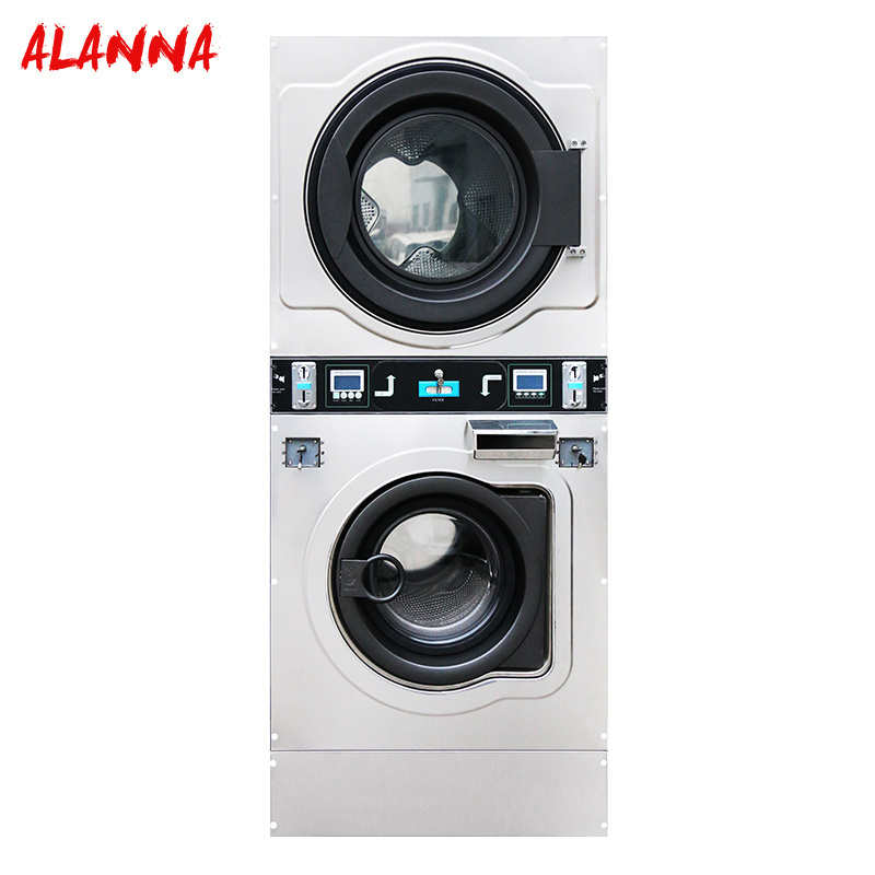 Factory Wholesale Stainless Steel Self Coin Operated Service Double Stack Commercial Washer And Dryer for Hotel and Commercial