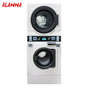 Factory Wholesale Stainless Steel Self Coin Operated Service Double Stack Commercial Washer And Dryer for Hotel and Commercial