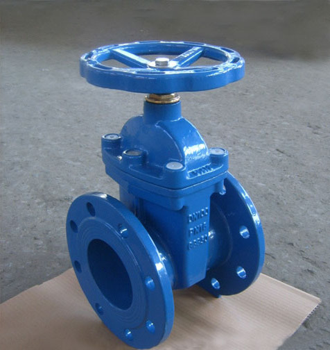 cast iron DIN3352 F4 non-rising stem resilient seated flanged knife gate valve