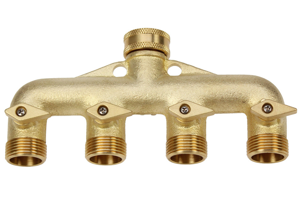 3/4 inch   multi-outlet water tap adapter brass manifold ball valve for Garden sprinkler and irrigation  Y connector