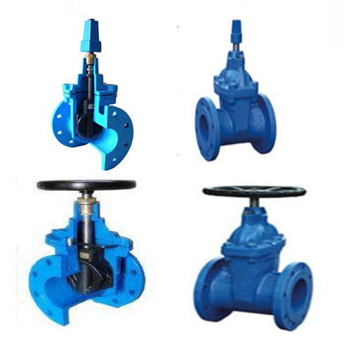 cast iron DIN3352 F4 non-rising stem resilient seated flanged knife gate valve