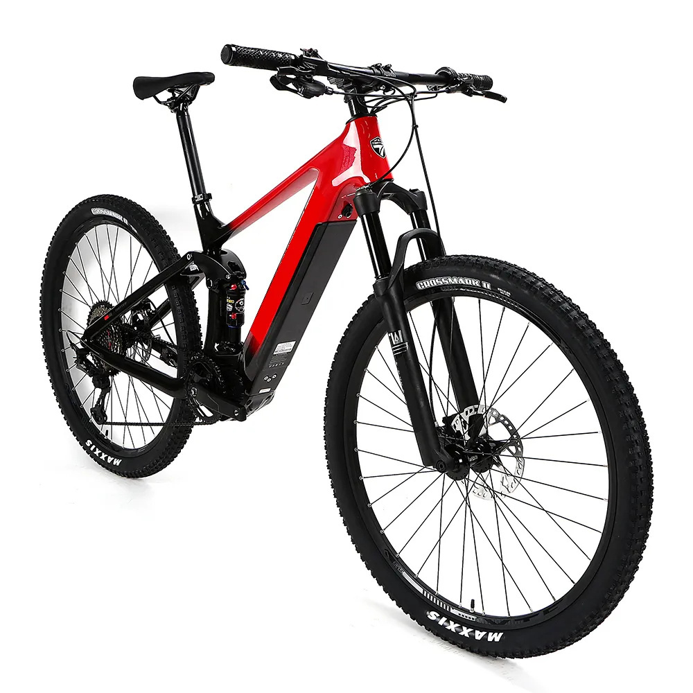 GALAXY Carbon Fiber Full Suspension MTB Electric Bike 500W Mid Drive Electric Bike Bafang