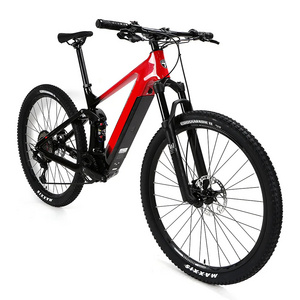 GALAXY Carbon Fiber Full Suspension MTB Electric Bike 500W Mid Drive Electric Bike Bafang