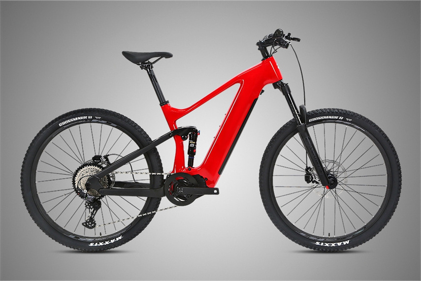 GALAXY Carbon Fiber Full Suspension MTB Electric Bike 500W Mid Drive Electric Bike Bafang