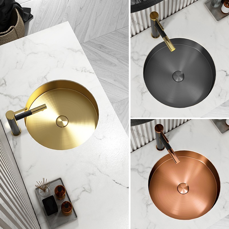 High-end Luxury Golden Sink Bathroom Stainless Steel SS304 Undermount Sinks Wash Basins