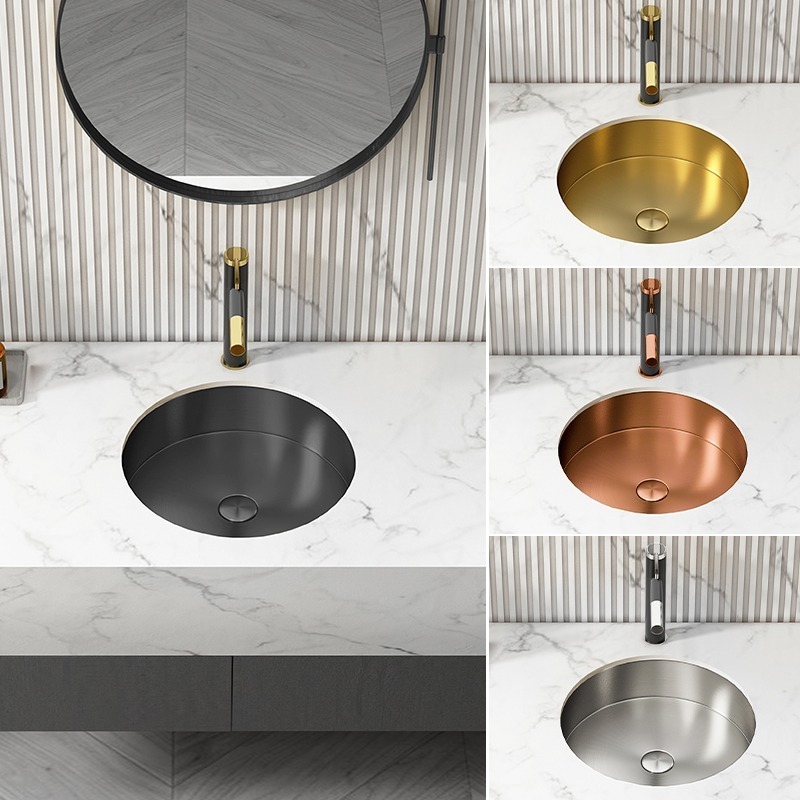 High-end Luxury Golden Sink Bathroom Stainless Steel SS304 Undermount Sinks Wash Basins