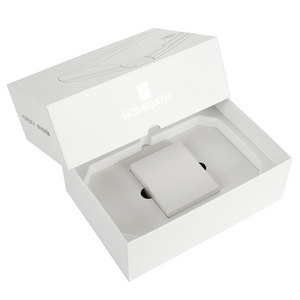 white cardboard lid and base mobile phone case boxes packaging with pvc insert