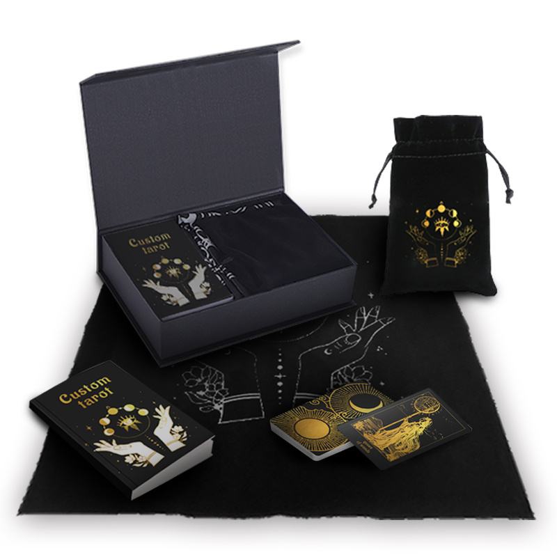 Customize a complete set of hot gold holographic tarot cards and box instructions