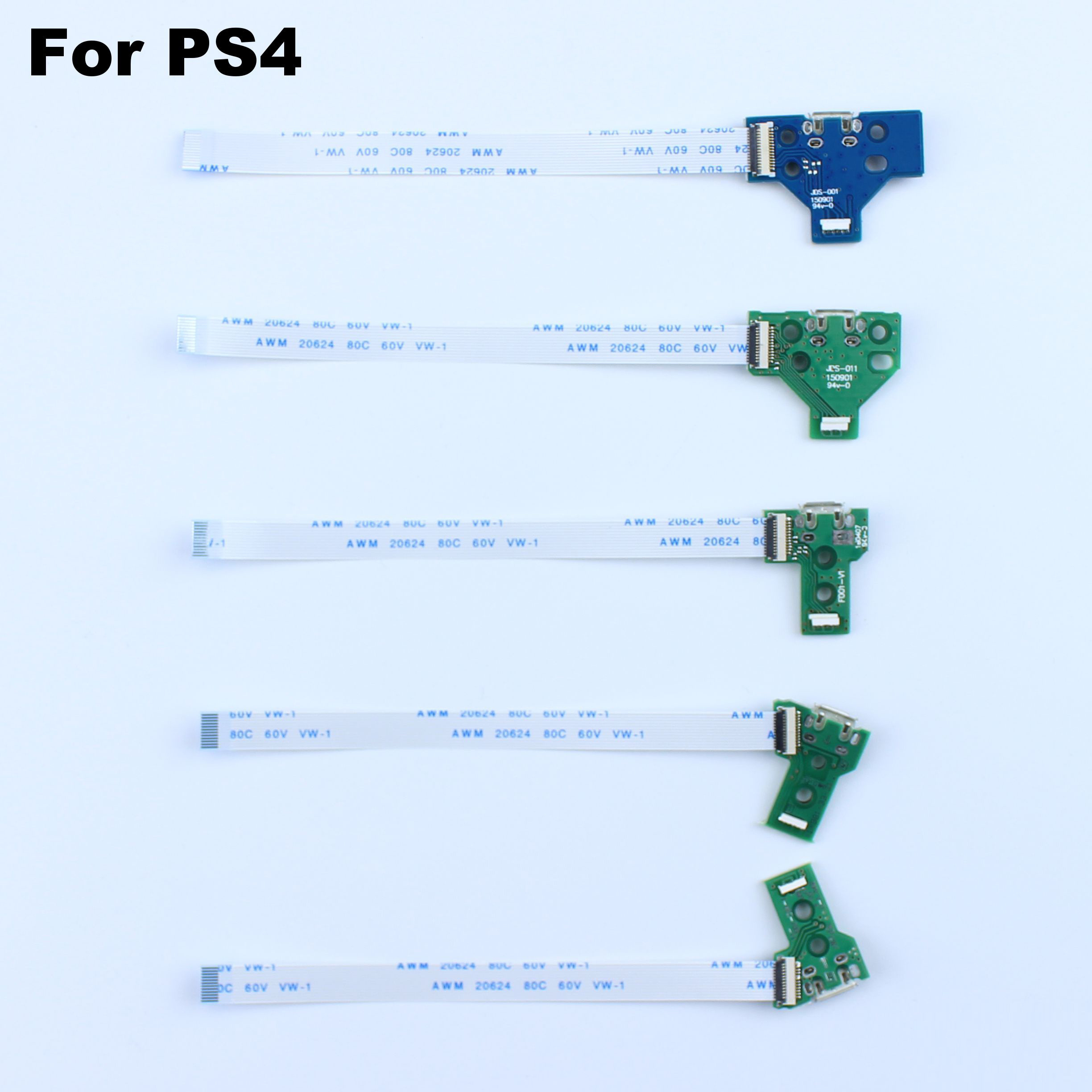 RTS Charging Socket Port Circuit Board for PS4 Pro Slim Controller JDS 001 011 030 040 055 with 12 14 pin power flex