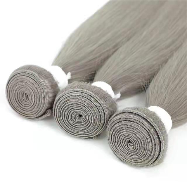 Top Silver Bundles With Closure Grey virgin raw Human Hair extensions Weaving For Braiding