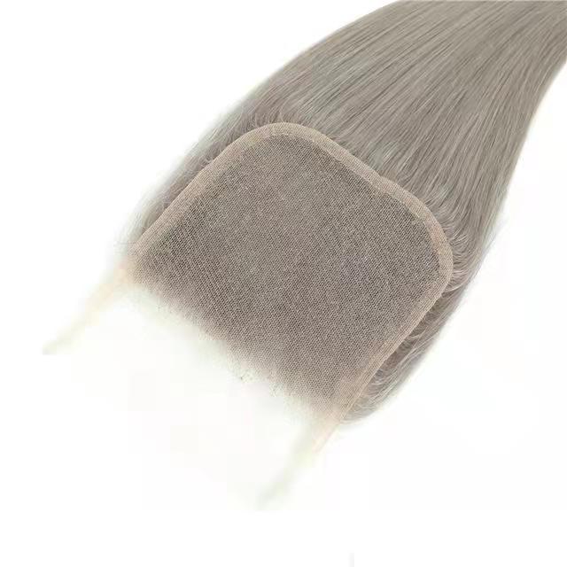 Top Silver Bundles With Closure Grey virgin raw Human Hair extensions Weaving For Braiding