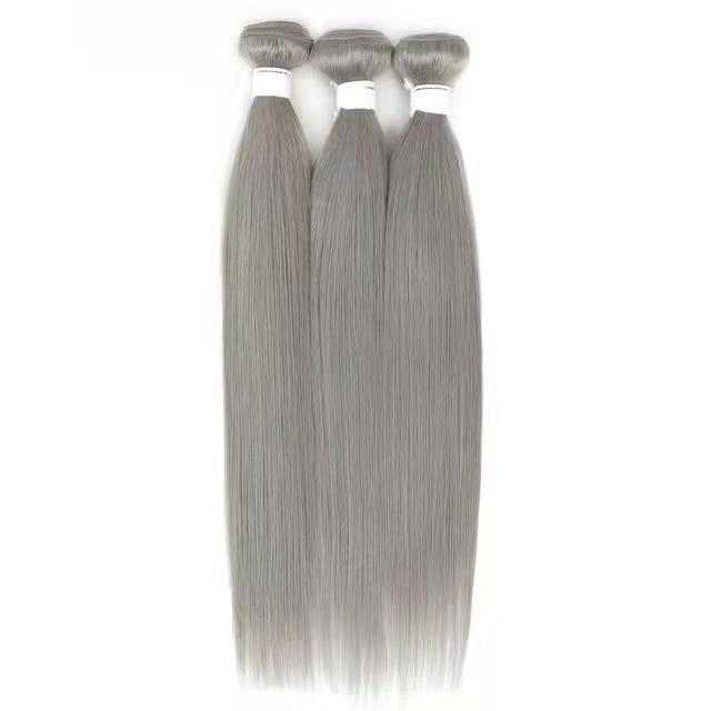 Top Silver Bundles With Closure Grey virgin raw Human Hair extensions Weaving For Braiding