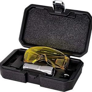 LED True Ultraviolet Leak Detection Flashlight with Yellow Protective Goggles. UV Dye Leak Detector for auto A/C and HVAC