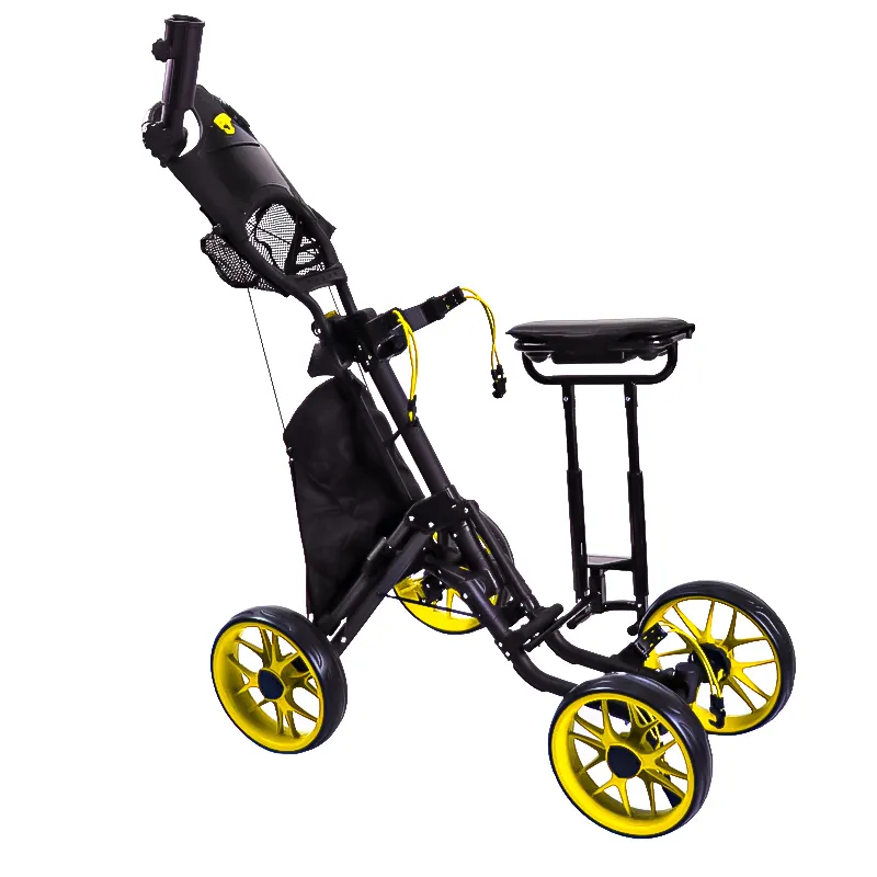 GAMEN Lightweight Aluminum Folding Collapsible Foot Brake Free Cup Holder & Umbrella Holder Golf Push Pull Cart