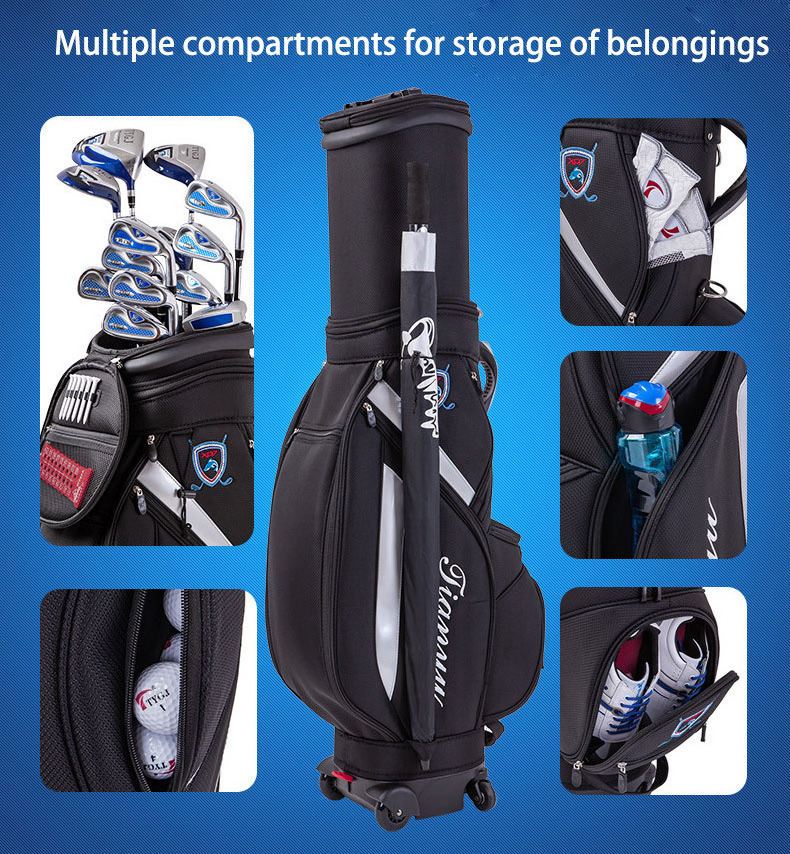 Custom Logo OEM Golf Club Vintage Tours Travel Sunday 14 Way Cart Vessel Leather Malbon Stand Golf Bags For Men