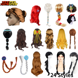 24 Styles Cosplay Wig Movie White Queen Elsaa Anna Addams Family Cosplay Costume Accessory Wednesday Cosplay Wigs