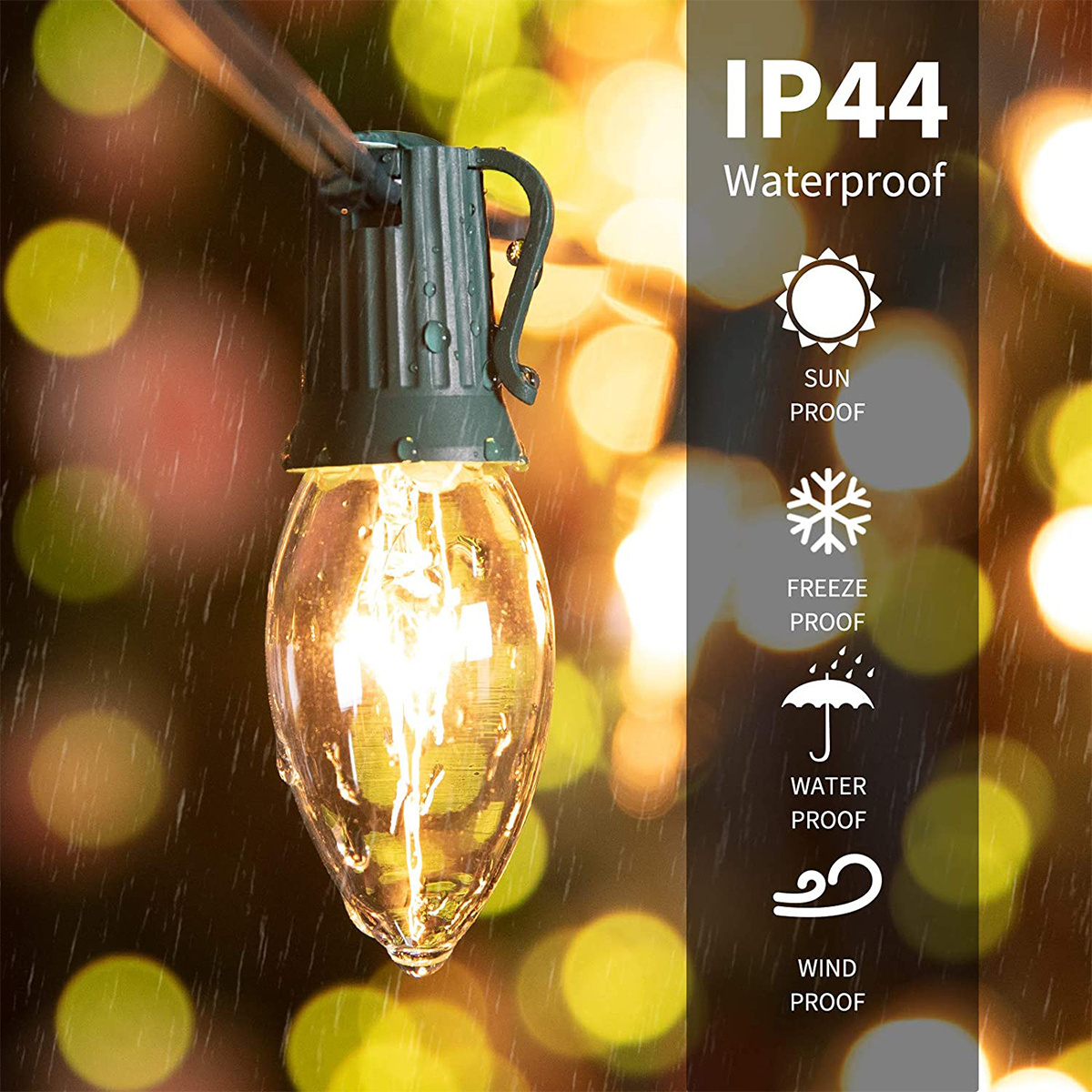 120V led curtain christmas party wedding waterproof indoor c7 bulbs color changing outdoor christmas led string lights